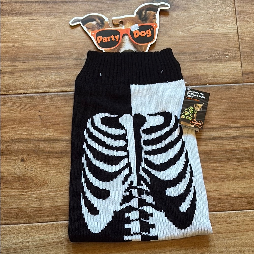 🤍Skeleton Dog Sweater - Black & White